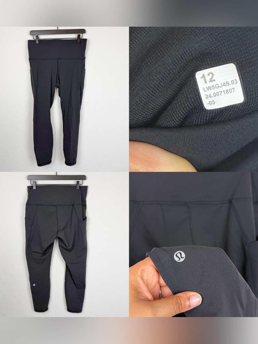 •LULULEMON• Wunder Train High-Rise Tight with Pockets 25" Black Size 12